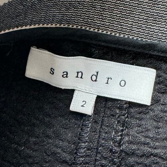 Sandro Textured Preppy Business Peplum Pencil Skirt, Black/White, US Size 6 - Picture 4 of 9